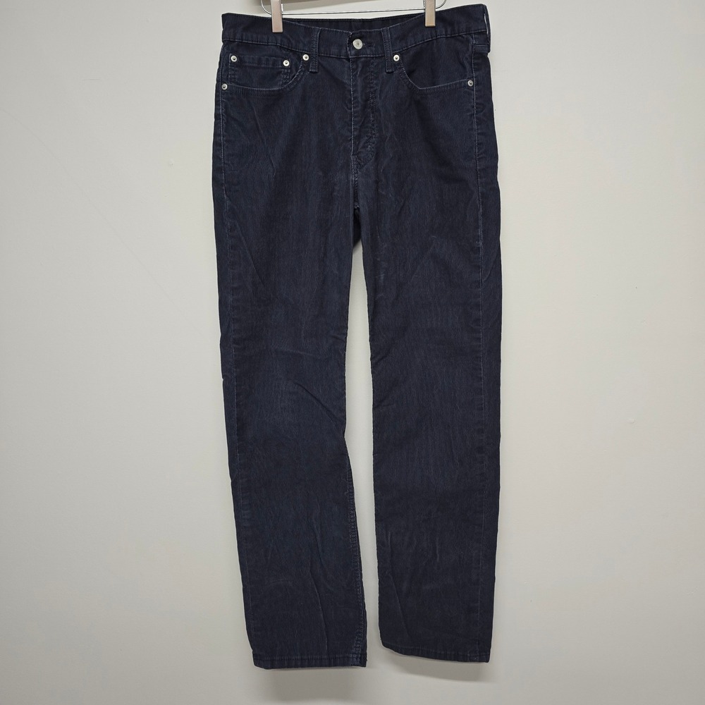 Levis 514 Corduroy Pants Mens 34x32 Navy Blue Slim Straight Stretch Workwear